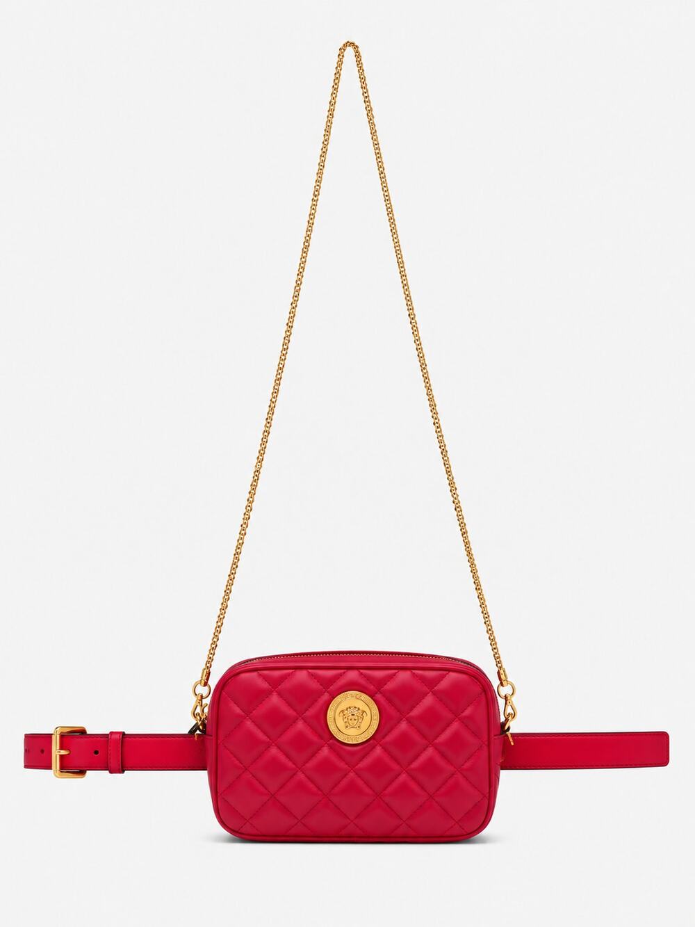 Versace Red Medusa Quilted Leather Crossbody Camera Bag/belt bag